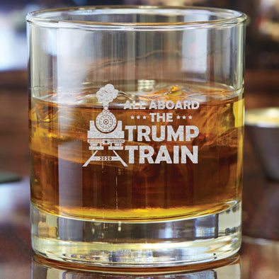 All Aboard The Trump Train Glass